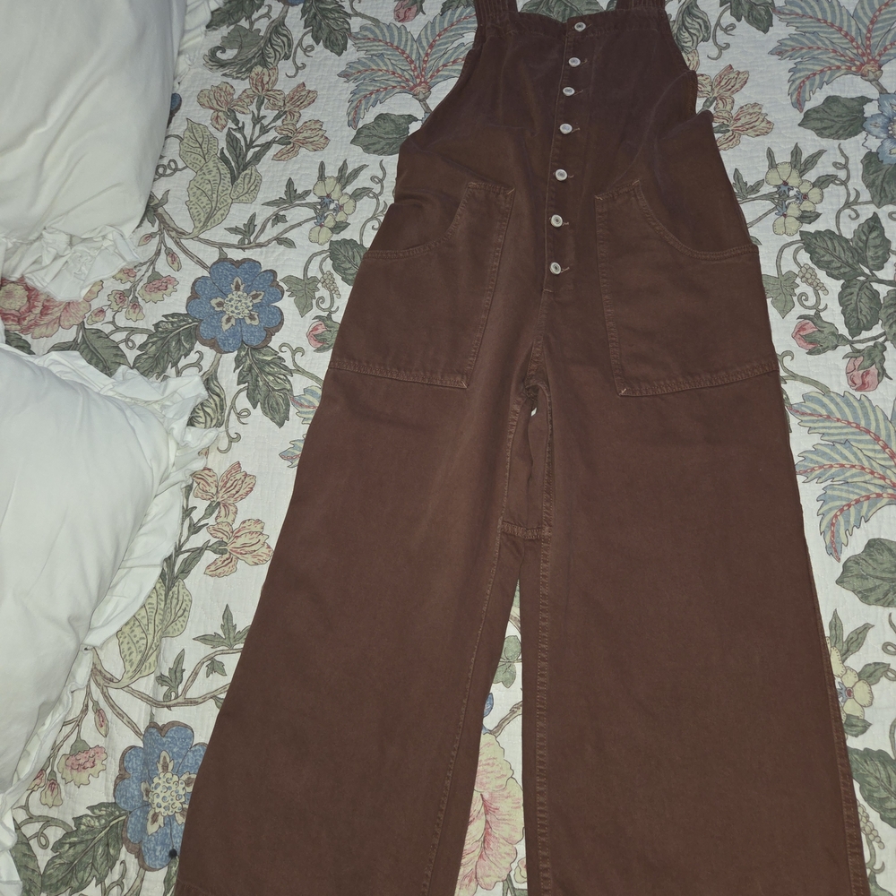 We The Free Chocolate Brown Denim Overalls